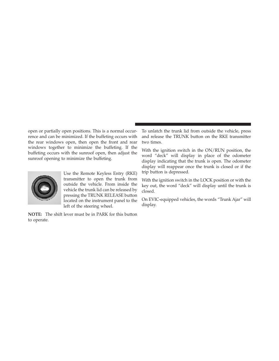 Trunk lock and release | Chrysler 2011 200 - Owner Manual User Manual | Page 40 / 490