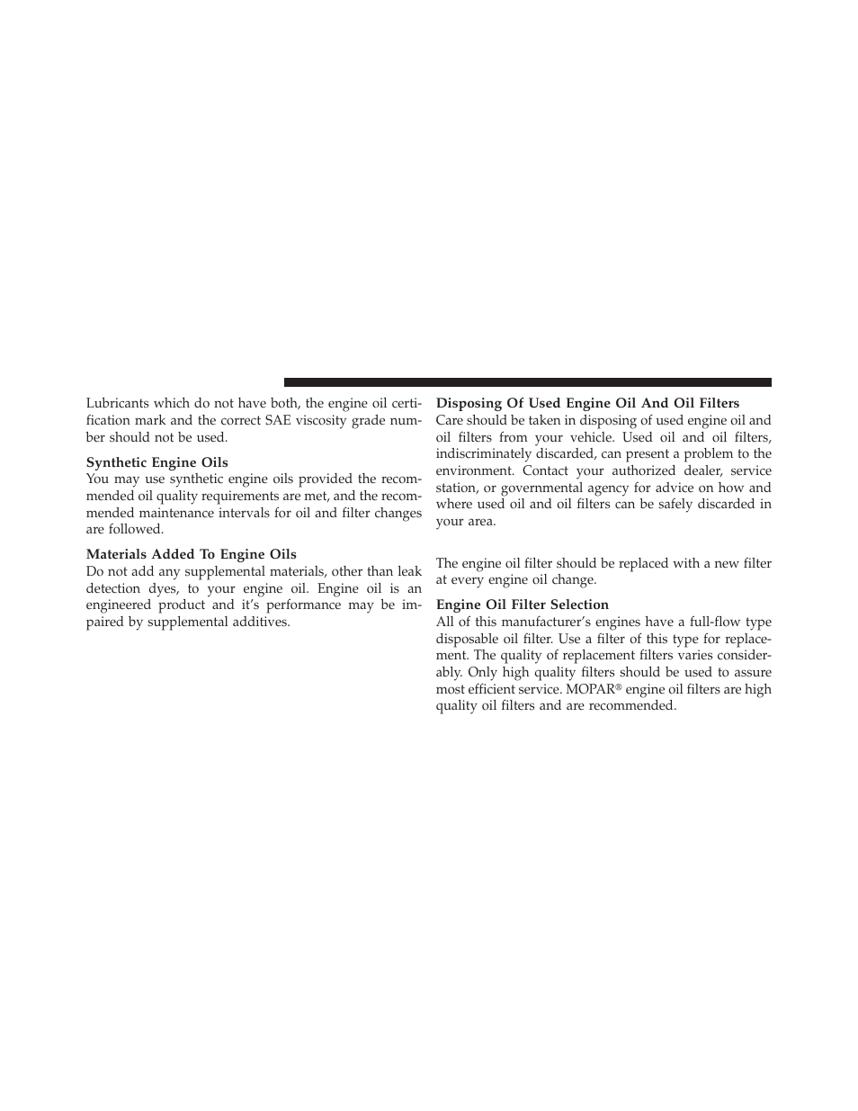 Engine oil filter | Chrysler 2011 200 - Owner Manual User Manual | Page 404 / 490