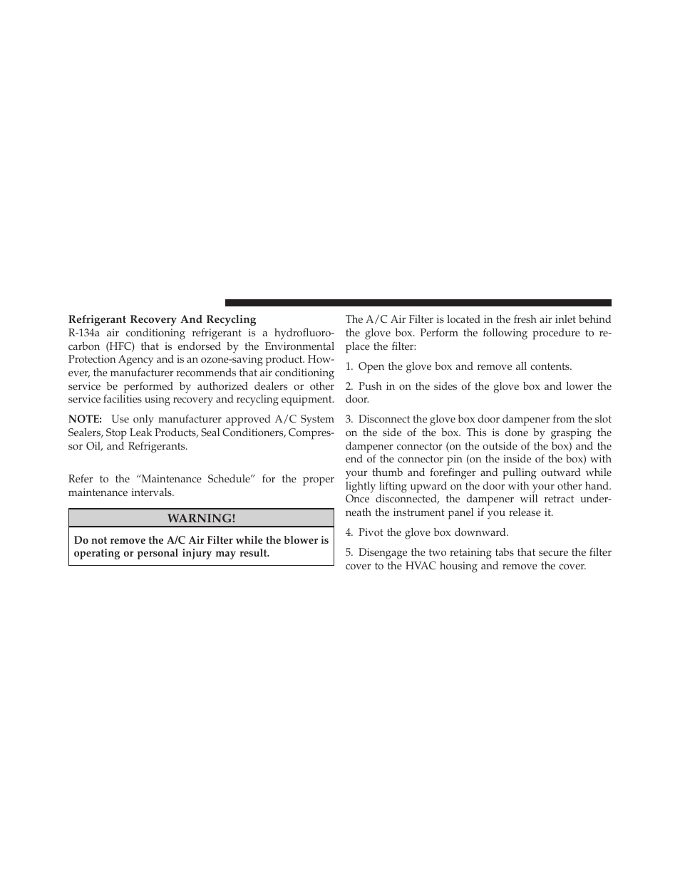 A/c air filter – if equipped | Chrysler 2011 200 - Owner Manual User Manual | Page 408 / 490