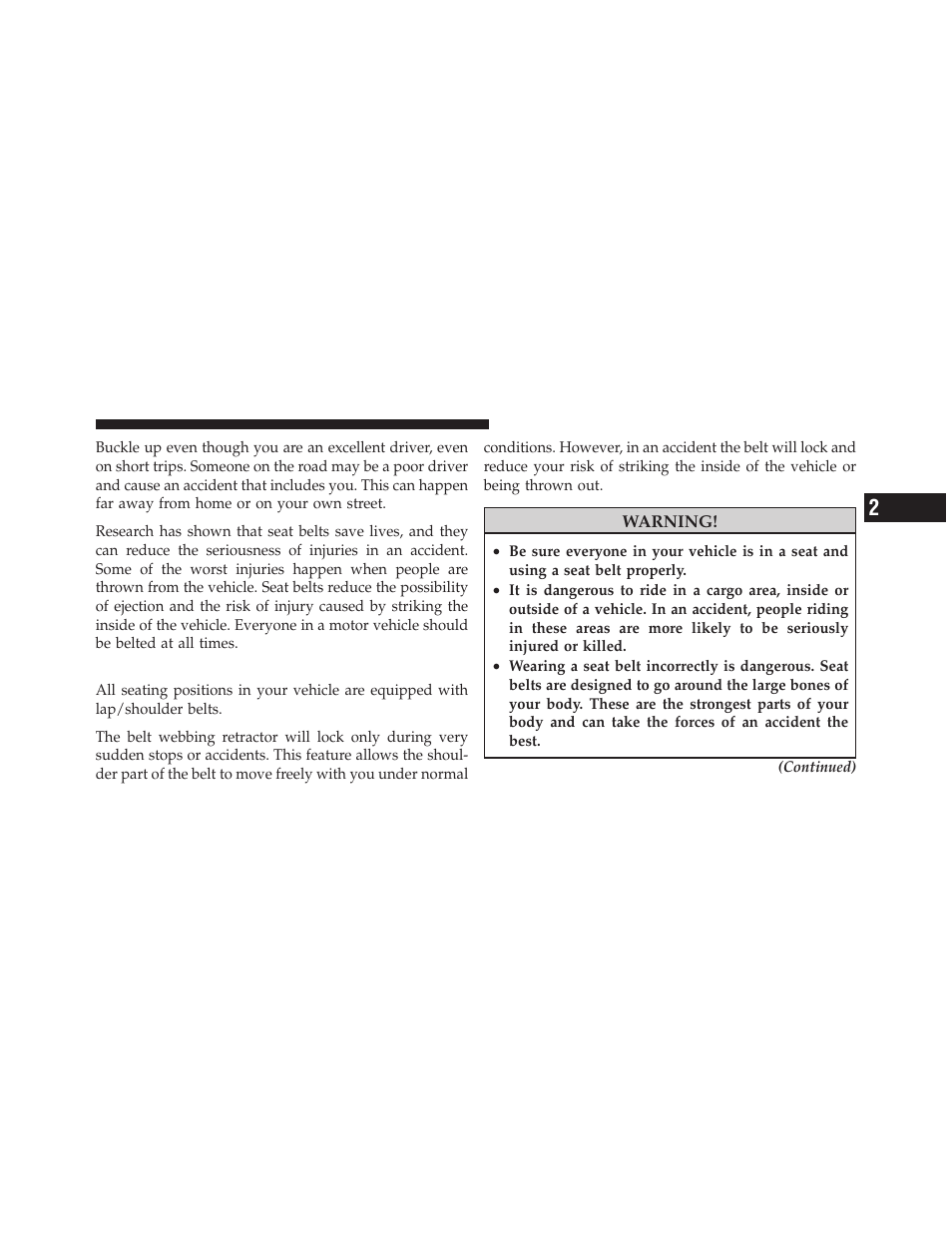 Lap/shoulder belts | Chrysler 2011 200 - Owner Manual User Manual | Page 45 / 490