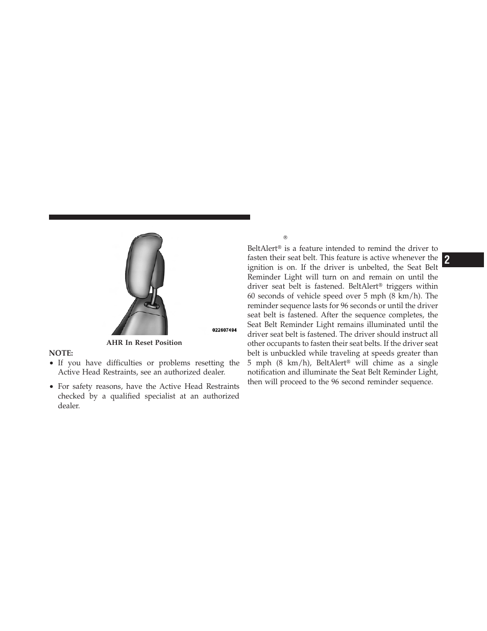 Enhanced seat belt use reminder system, Beltalert | Chrysler 2011 200 - Owner Manual User Manual | Page 57 / 490