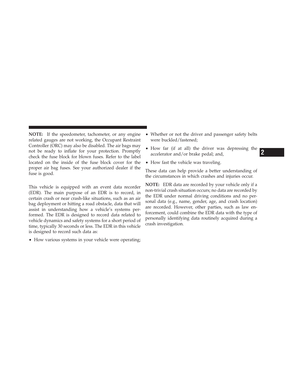 Event data recorder (edr) | Chrysler 2011 200 - Owner Manual User Manual | Page 73 / 490