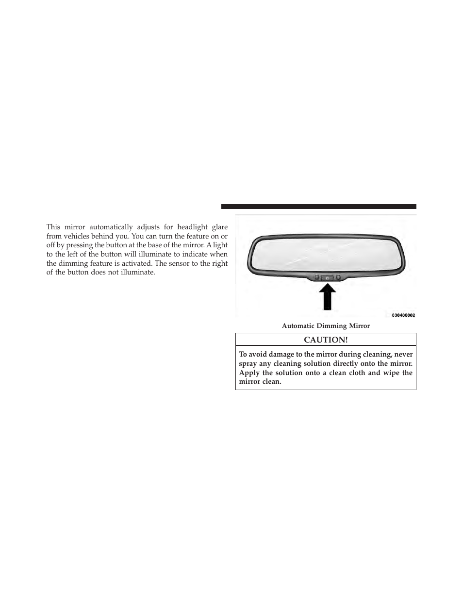 Automatic dimming mirror — if equipped | Chrysler 2011 200 - Owner Manual User Manual | Page 96 / 490