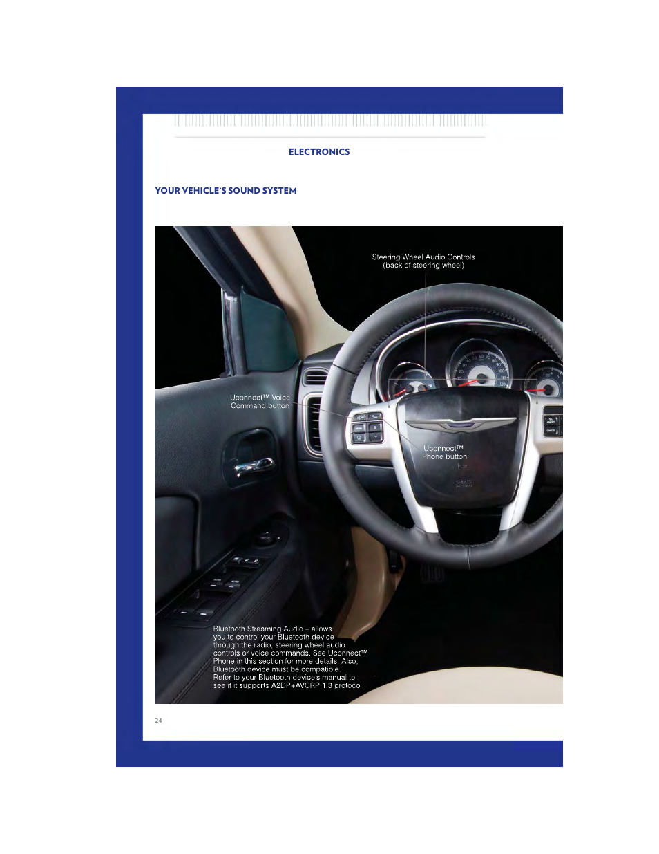 Electronics, Your vehicle's sound system | Chrysler 2011 200 - User Guide User Manual | Page 26 / 76