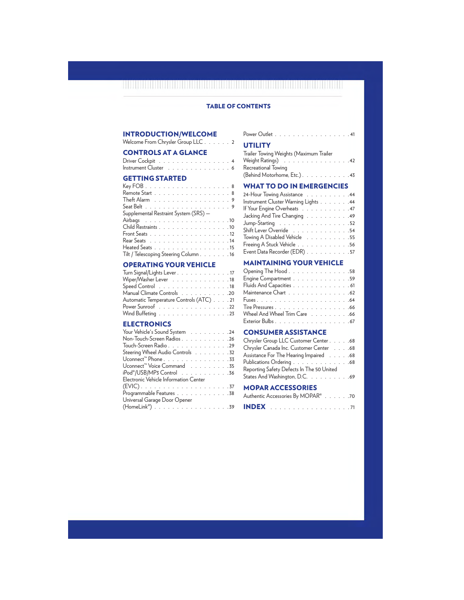 Chrysler 2011 200 - User Guide User Manual | Page 3 / 76