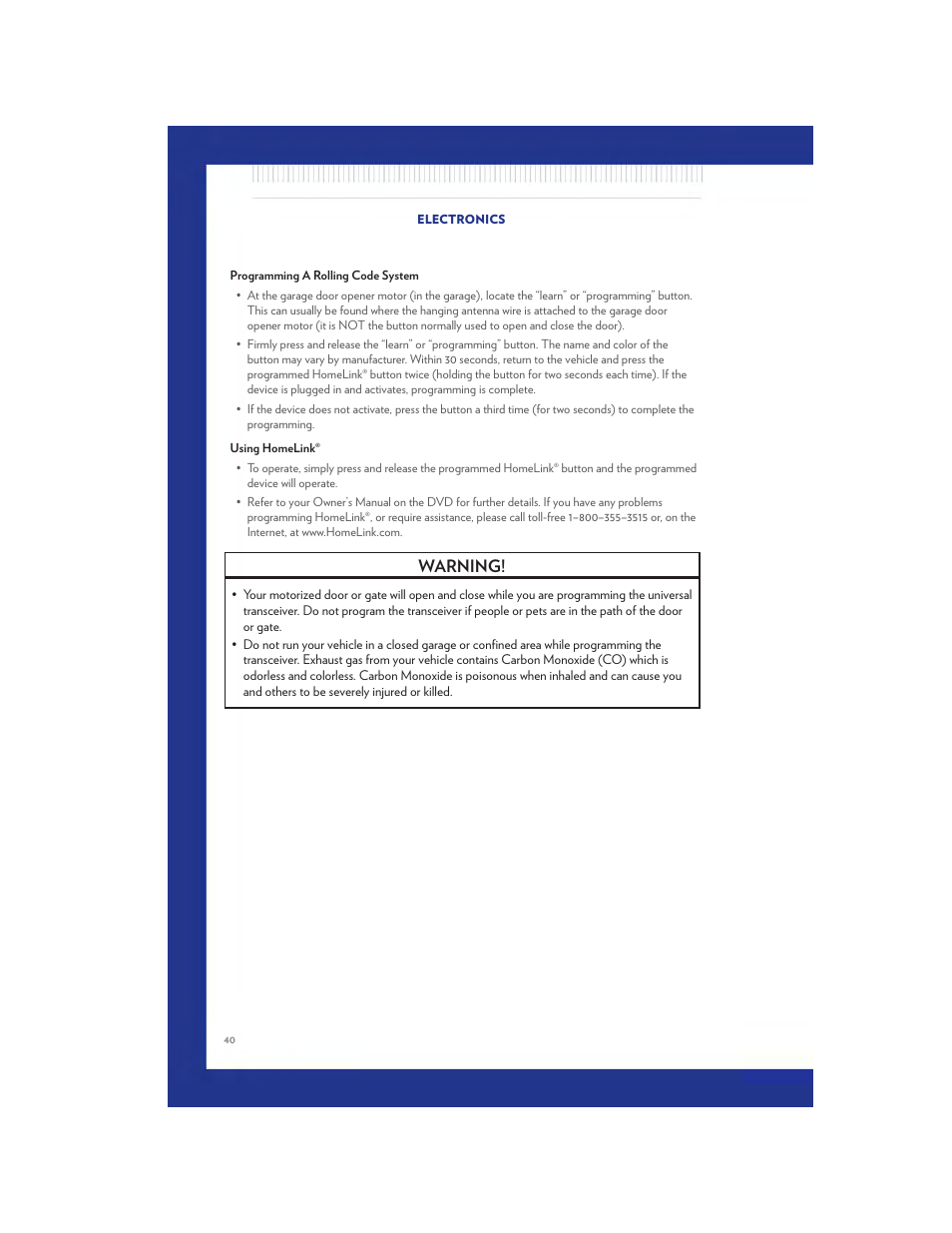 Warning | Chrysler 2011 200 - User Guide User Manual | Page 42 / 76