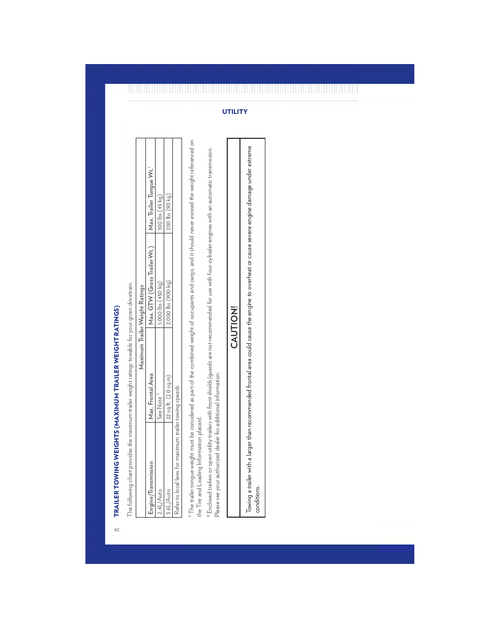 Utility, Ca ution | Chrysler 2011 200 - User Guide User Manual | Page 44 / 76