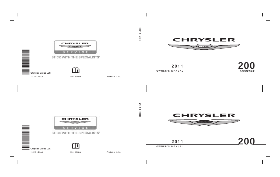 Chrysler 2011 200 Convertible - Owner Manual User Manual | 505 pages