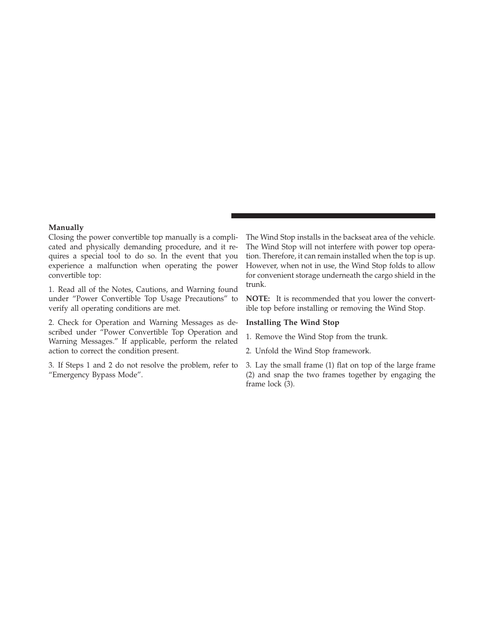 Wind stop — if equipped | Chrysler 2011 200 Convertible - Owner Manual User Manual | Page 100 / 505