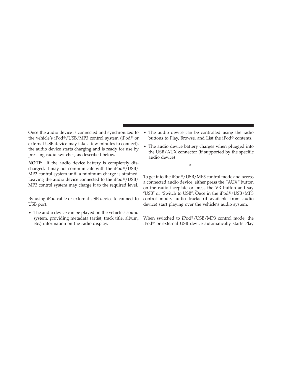 Using this feature, Play mode, Controlling the ipod௡ or external usb | Device using radio buttons | Chrysler 2011 200 Convertible - Owner Manual User Manual | Page 270 / 505