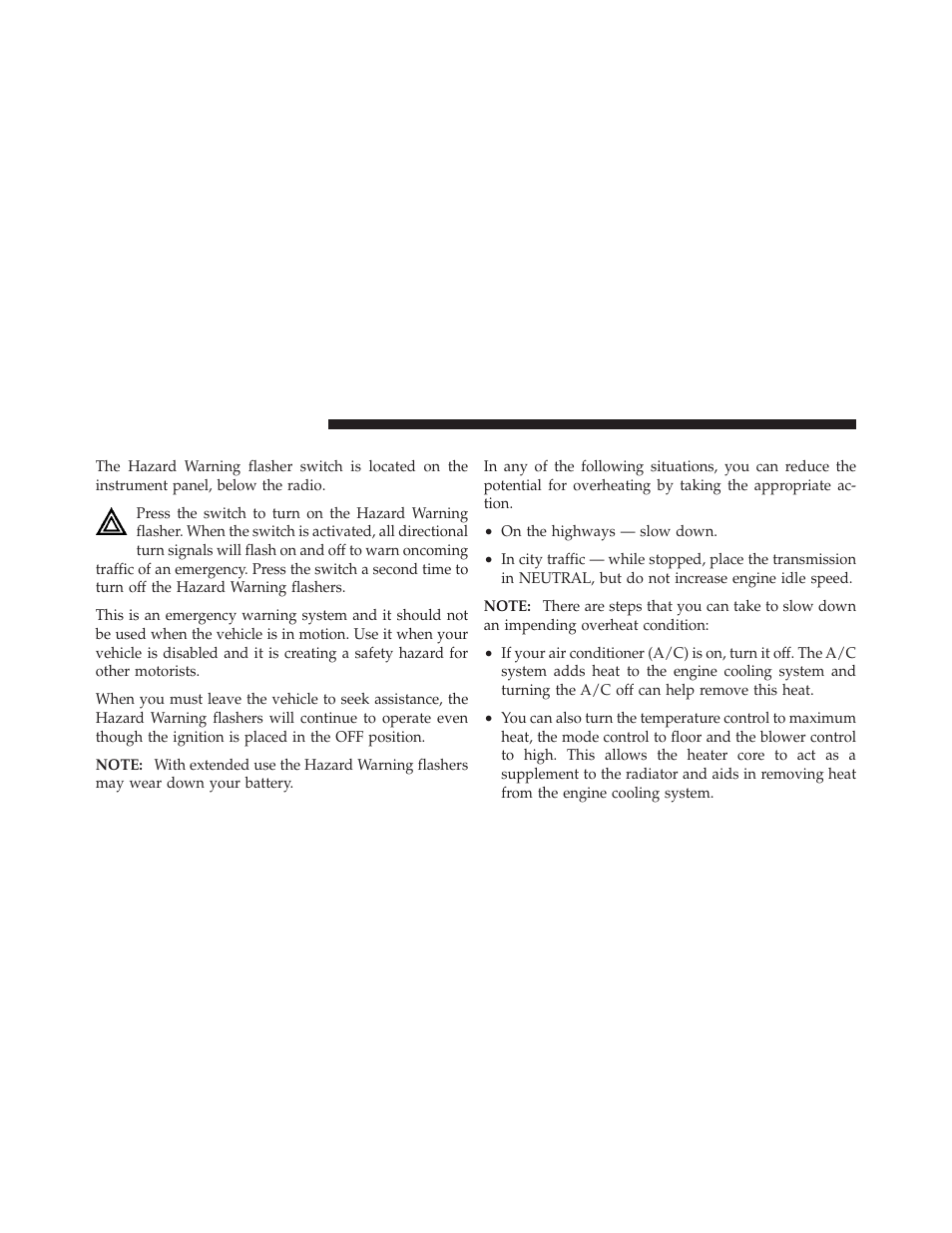 Hazard warning flashers, If your engine overheats | Chrysler 2011 200 Convertible - Owner Manual User Manual | Page 380 / 505