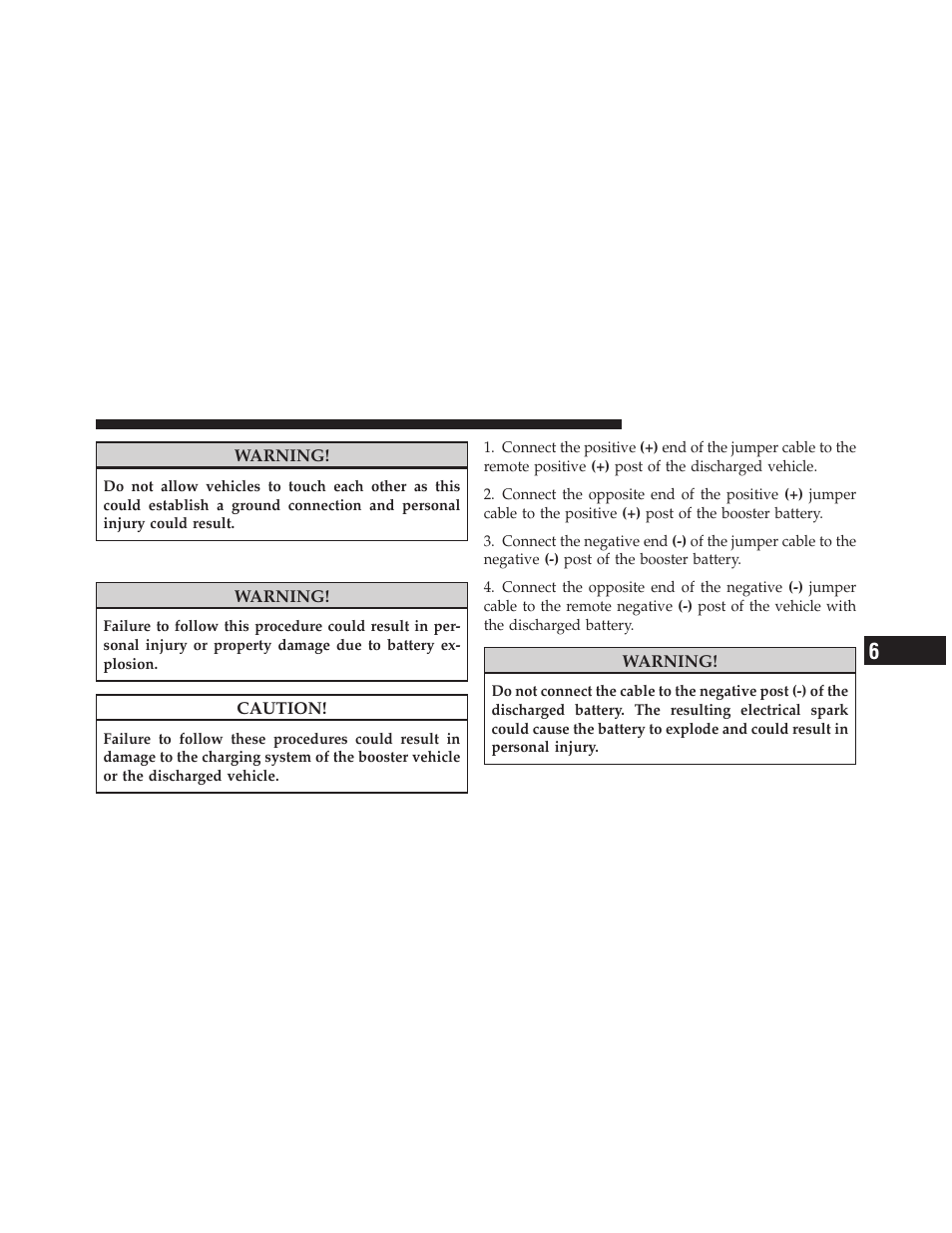 Jump-starting procedure | Chrysler 2011 200 Convertible - Owner Manual User Manual | Page 395 / 505