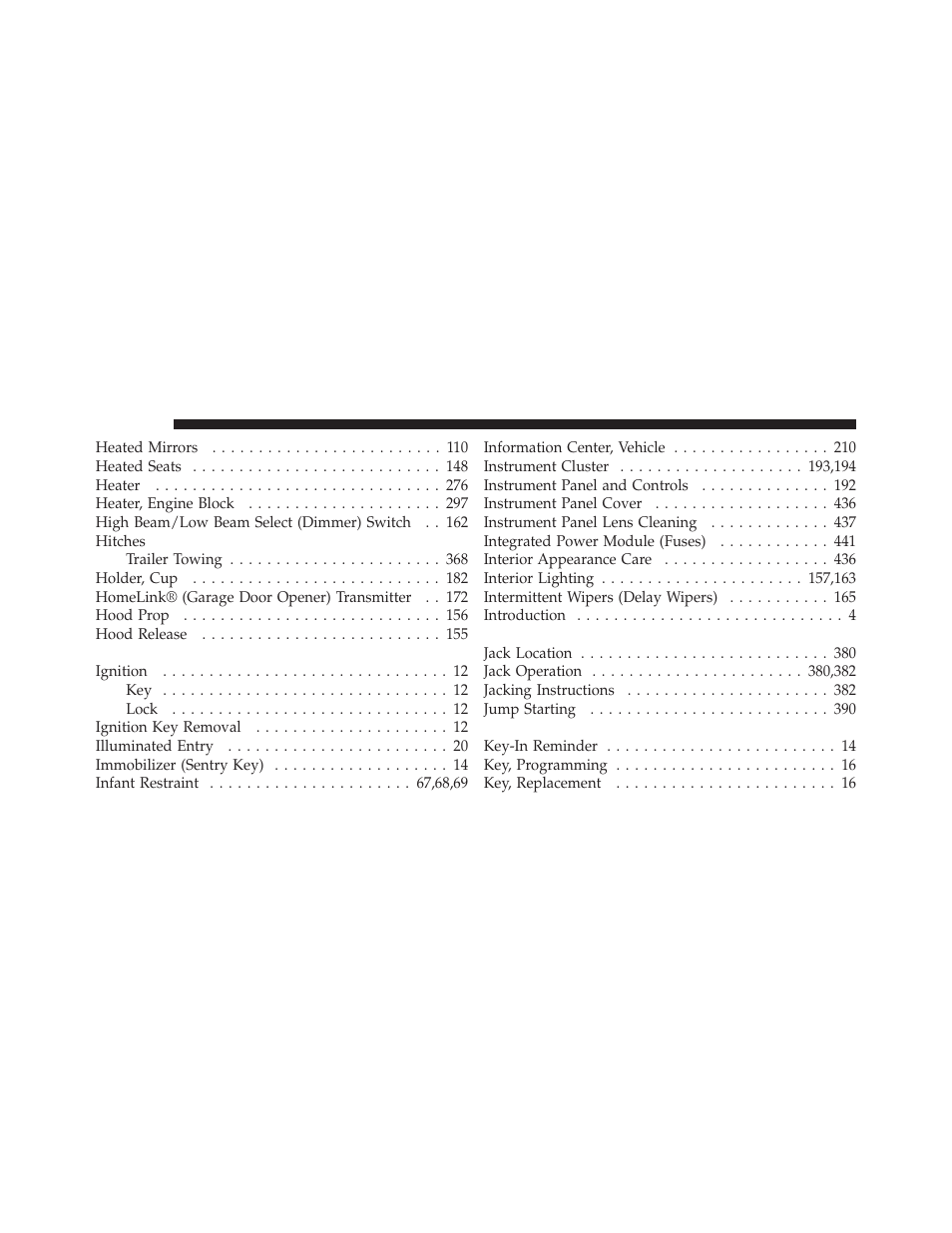 Chrysler 2011 200 Convertible - Owner Manual User Manual | Page 492 / 505
