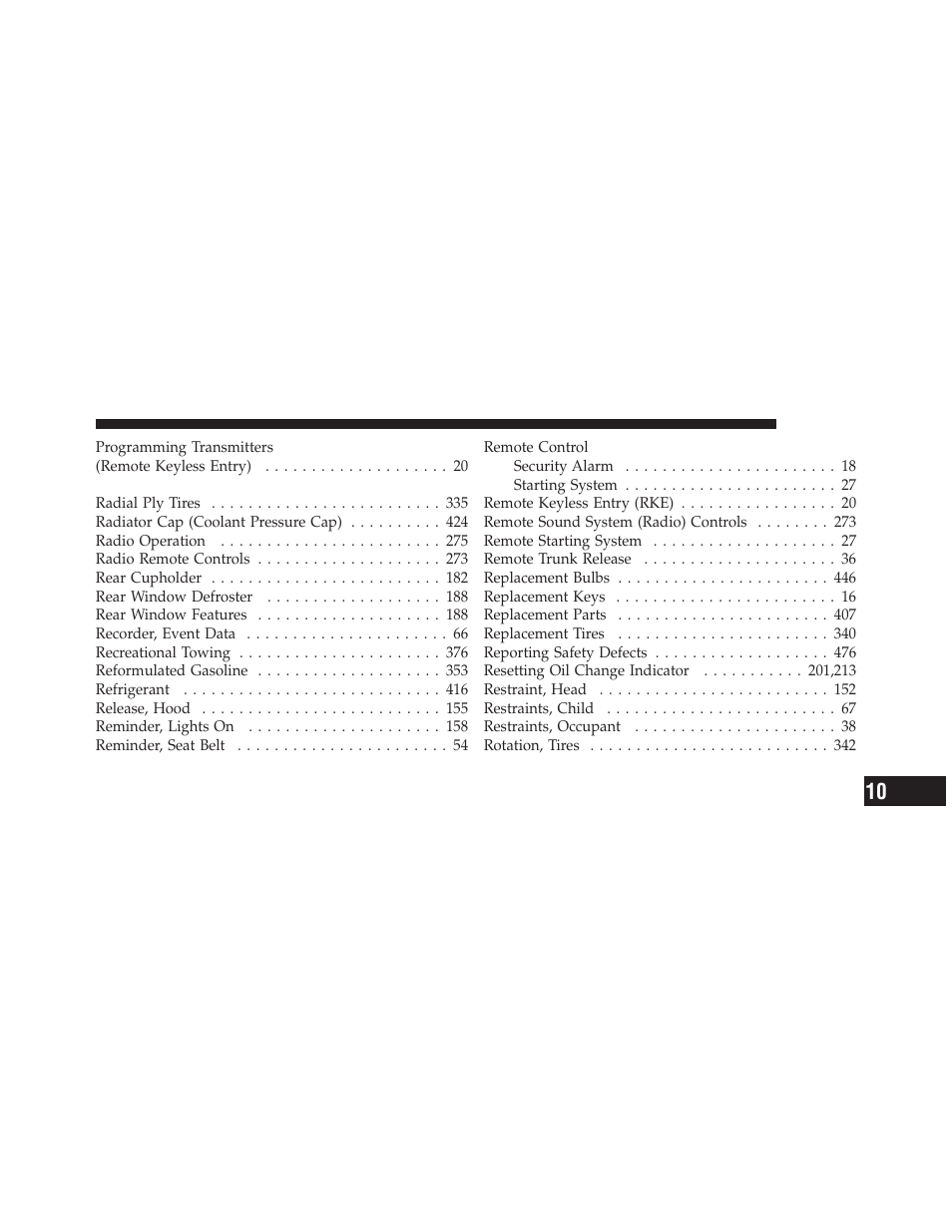 Chrysler 2011 200 Convertible - Owner Manual User Manual | Page 497 / 505