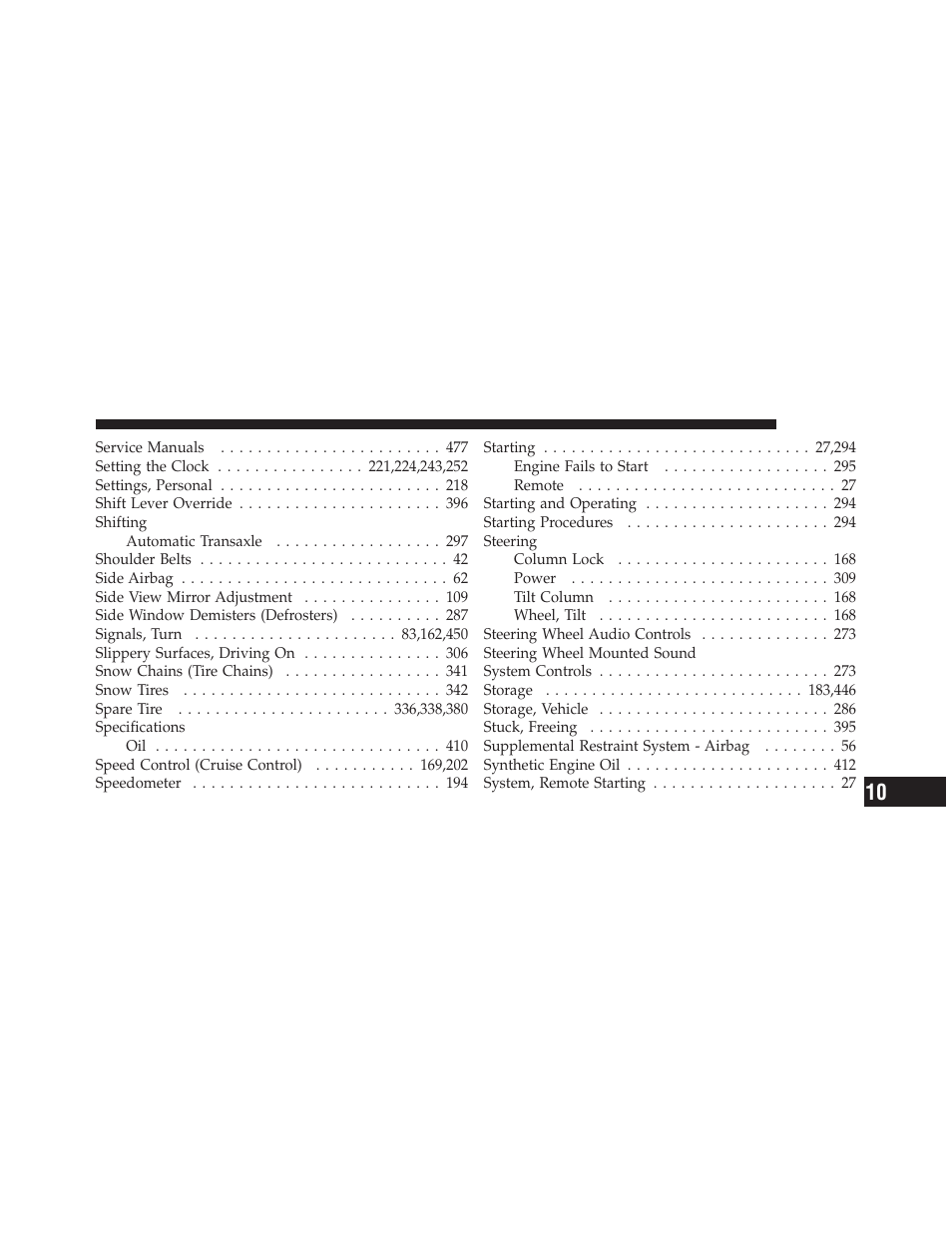 Chrysler 2011 200 Convertible - Owner Manual User Manual | Page 499 / 505