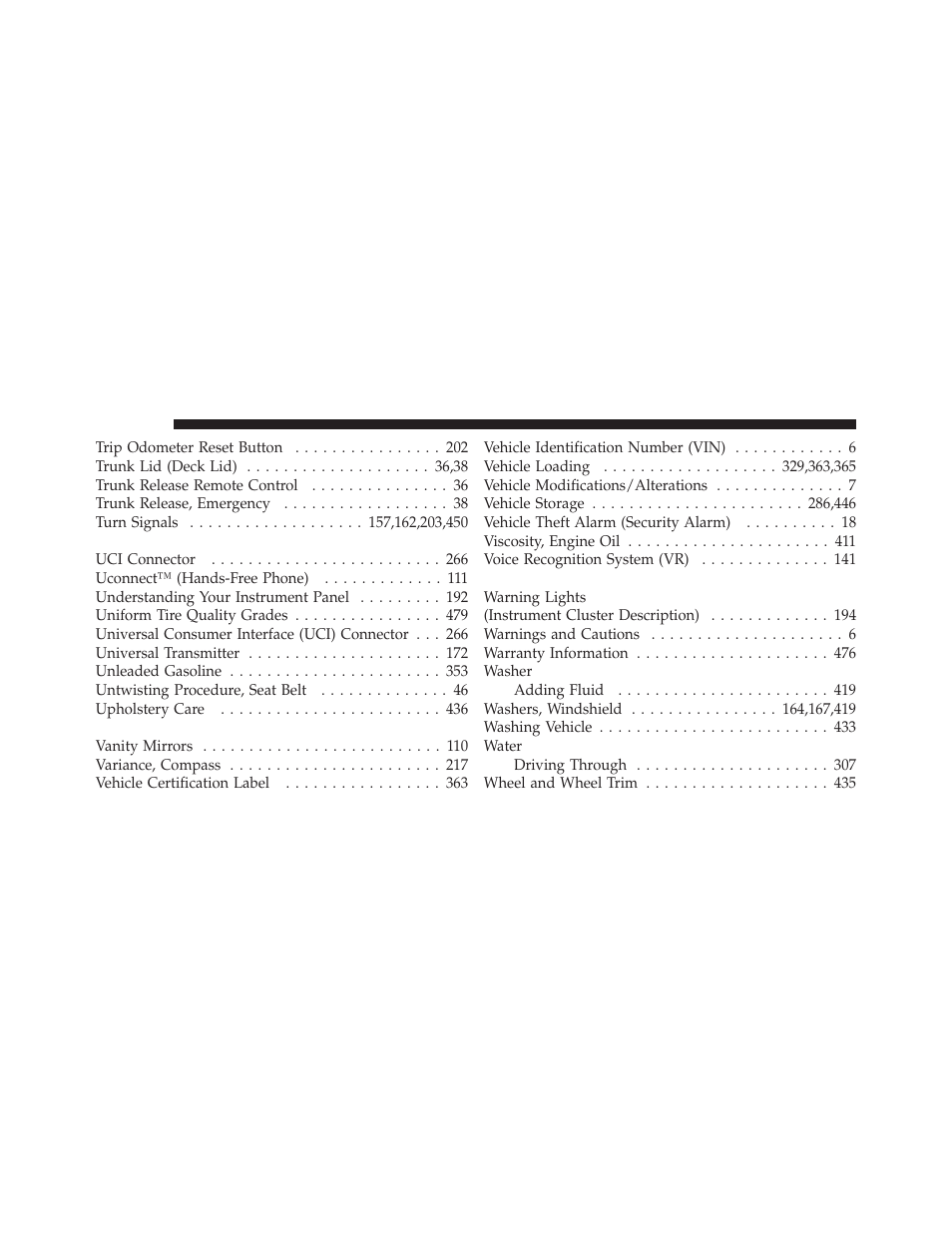 Chrysler 2011 200 Convertible - Owner Manual User Manual | Page 502 / 505