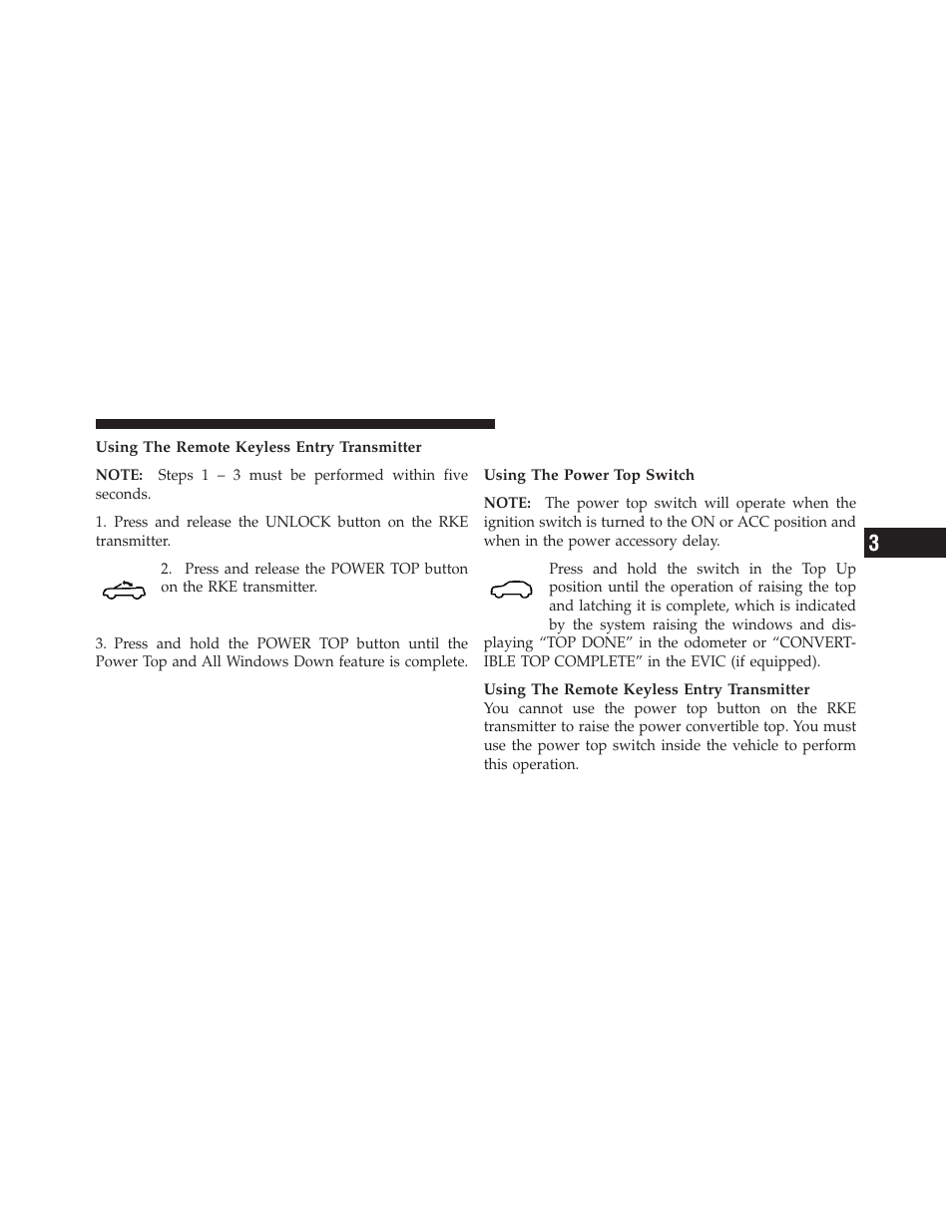 Raising the power convertible top | Chrysler 2011 200 Convertible - Owner Manual User Manual | Page 99 / 505
