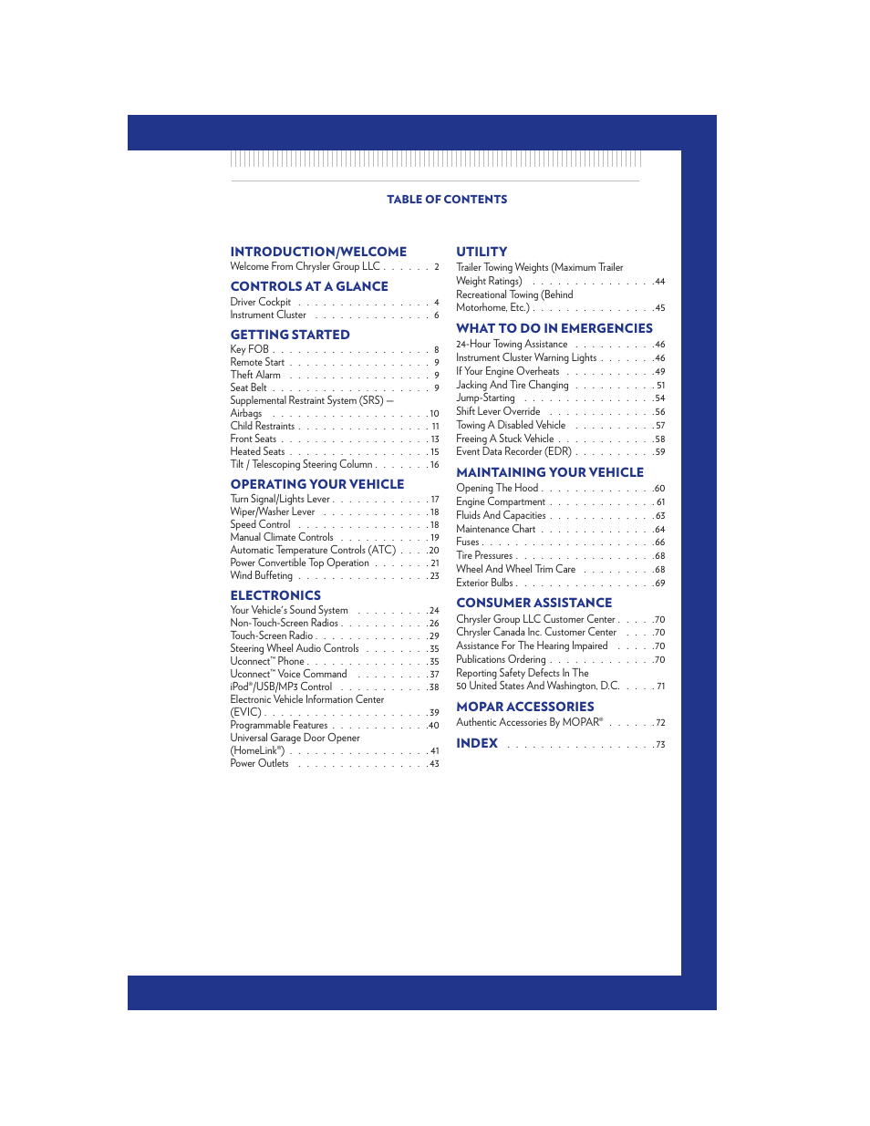 Chrysler 2011 200 Convertible - User Guide User Manual | Page 3 / 84