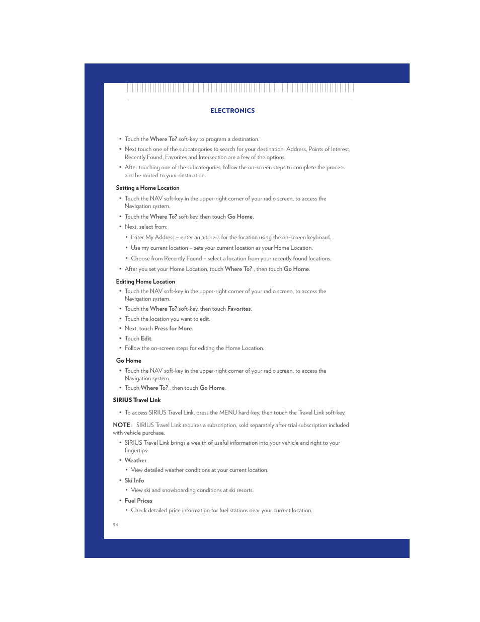 Sirius travel link | Chrysler 2011 200 Convertible - User Guide User Manual | Page 36 / 84