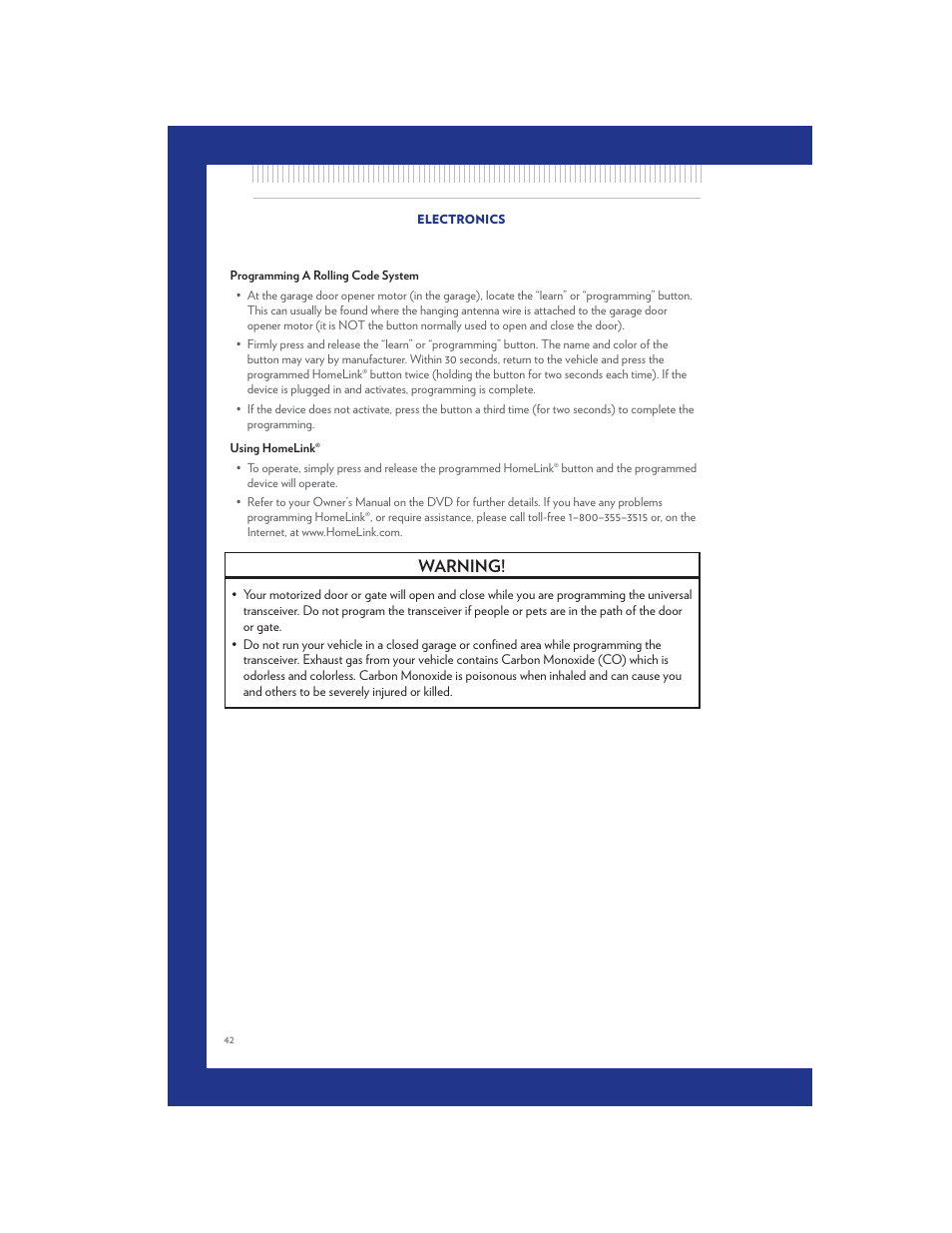 Warning | Chrysler 2011 200 Convertible - User Guide User Manual | Page 44 / 84
