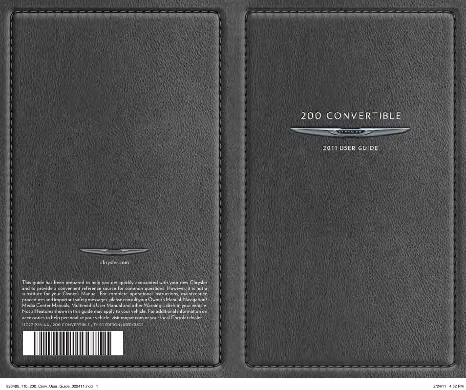 Chrysler 2011 200 Convertible - User Guide User Manual | Page 84 / 84