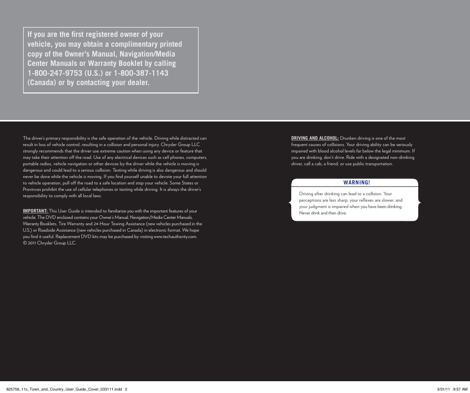 Chrysler 2011 Country - User Guide User Manual | Page 2 / 100