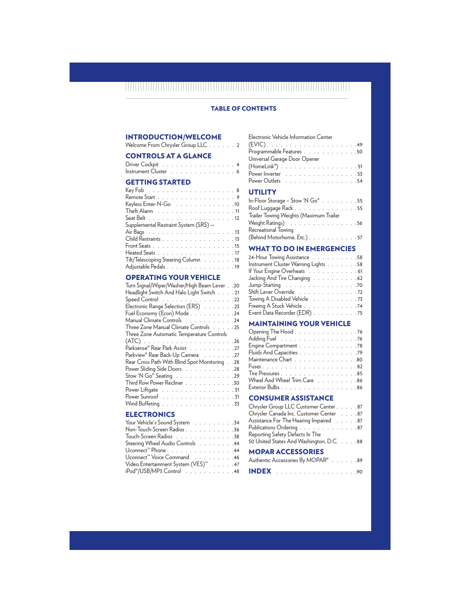 Chrysler 2011 Country - User Guide User Manual | Page 3 / 100