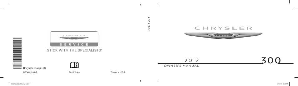 Chrysler 2012 300 - Owner Manual User Manual | 576 pages