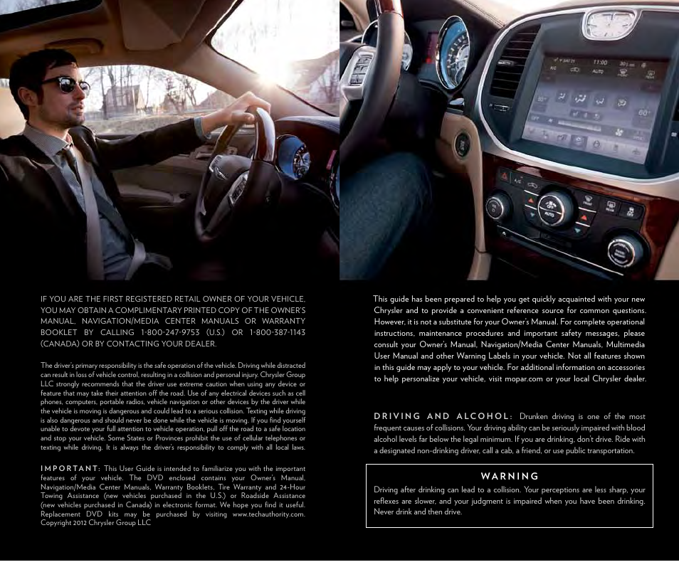 Chrysler 2012 300 SRT - User Guide User Manual | Page 2 / 124