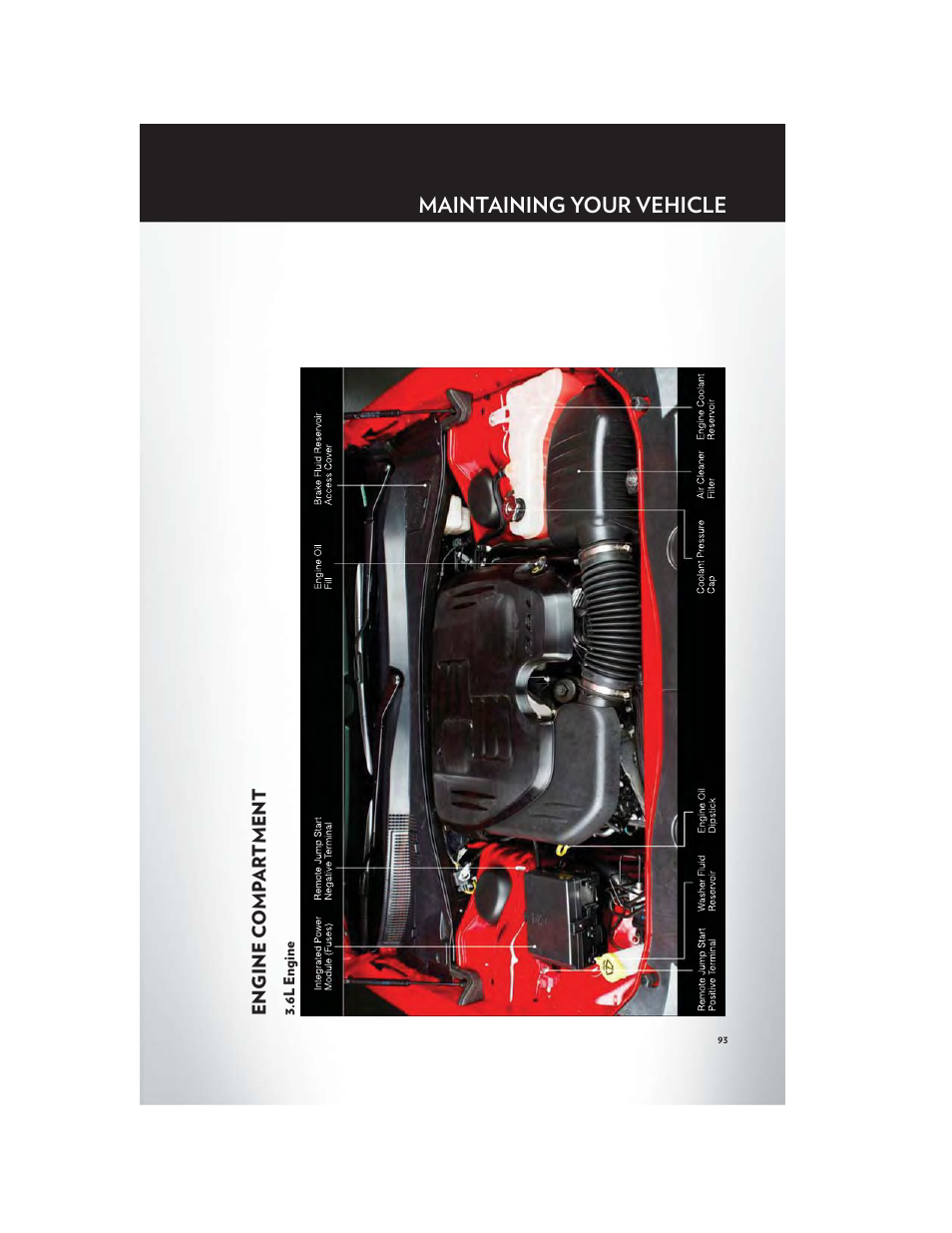 Engine compartment, 6l engine, Maintaining your vehicle | Chrysler 2012 300 SRT - User Guide User Manual | Page 95 / 124