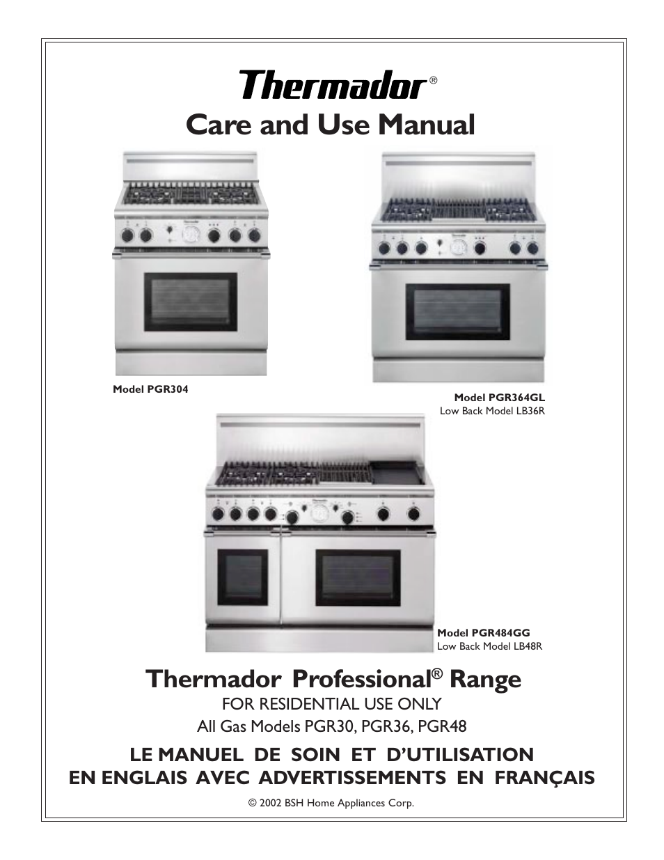 Thermador PGR304 User Manual | 48 pages