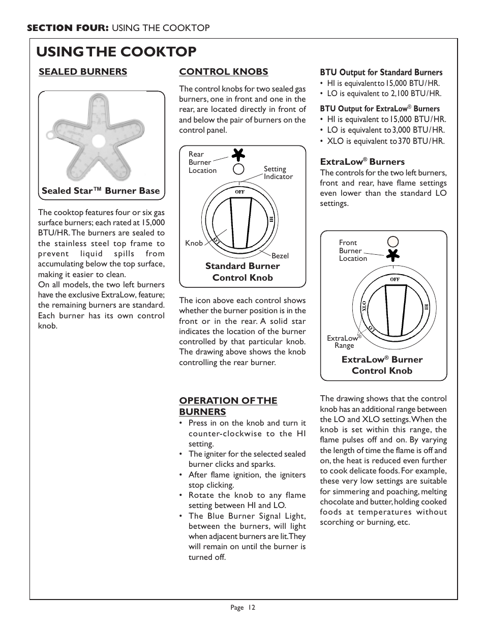 Using the cooktop | Thermador PGR304 User Manual | Page 14 / 48