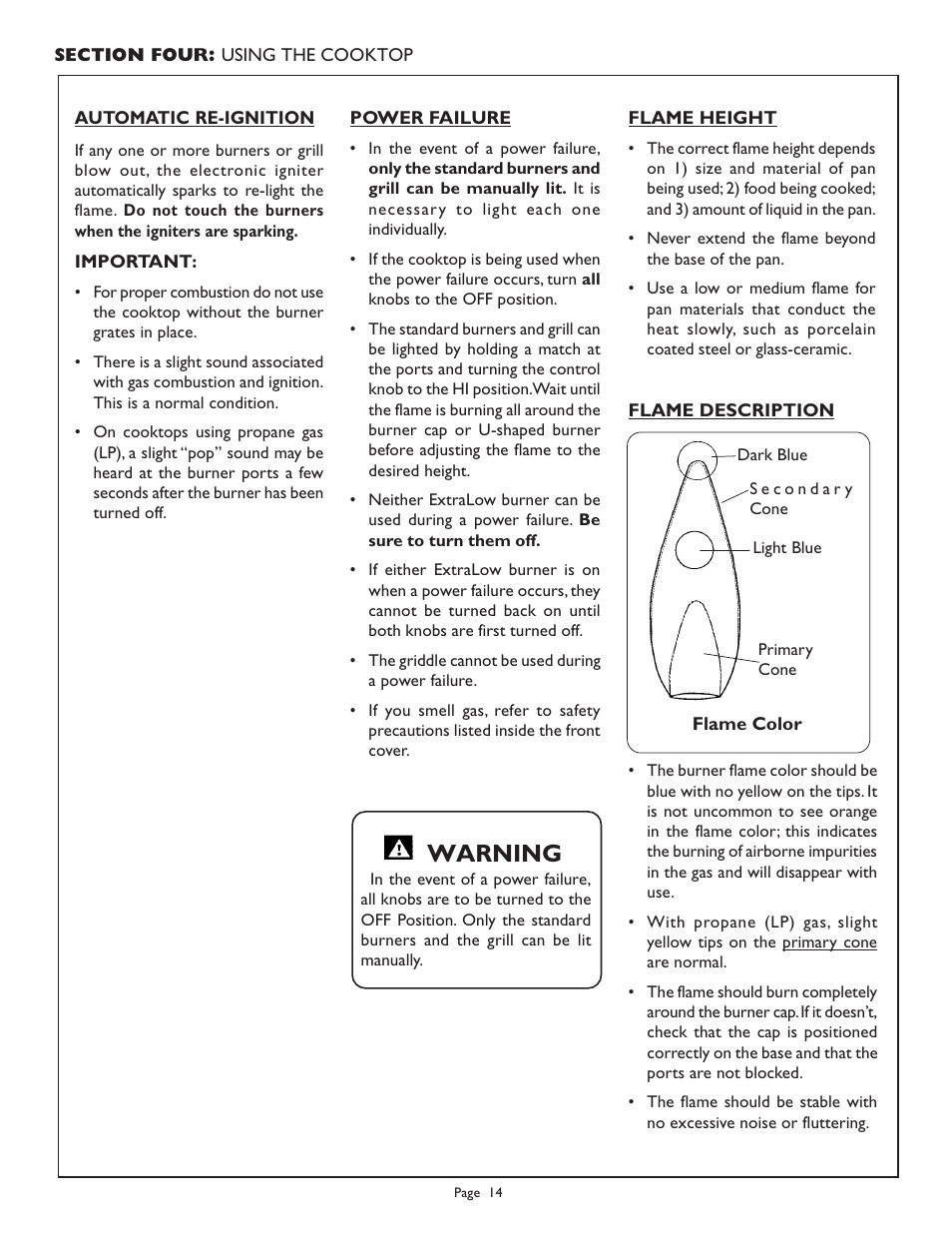 Warning | Thermador PGR304 User Manual | Page 16 / 48