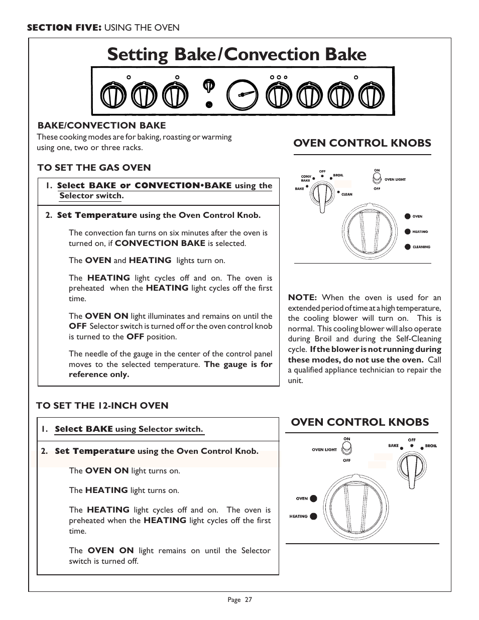 Setting bake / convection bake | Thermador PGR304 User Manual | Page 29 / 48