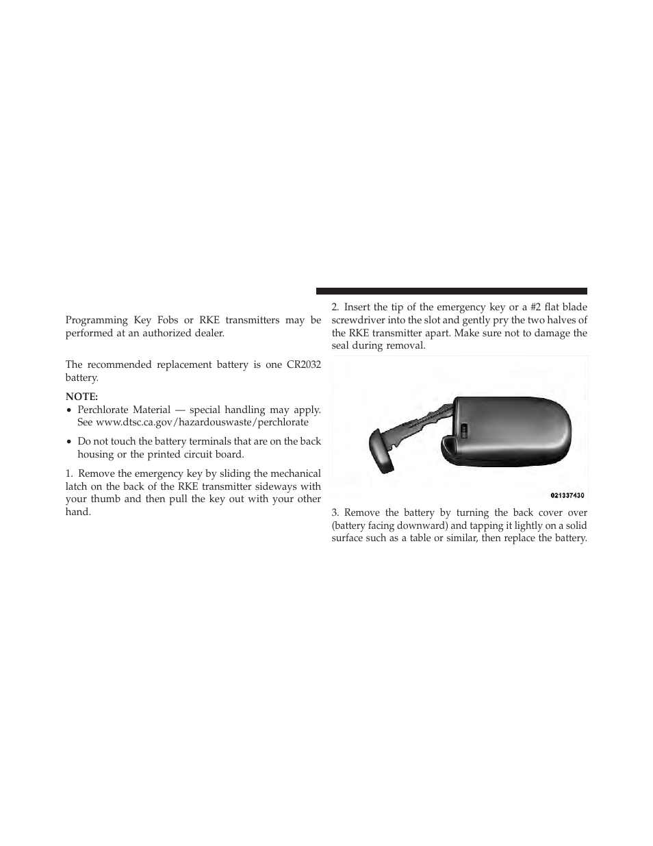 Programming additional transmitters, Transmitter battery replacement | Chrysler 2012 300 SRT - Owner Manual User Manual | Page 26 / 557