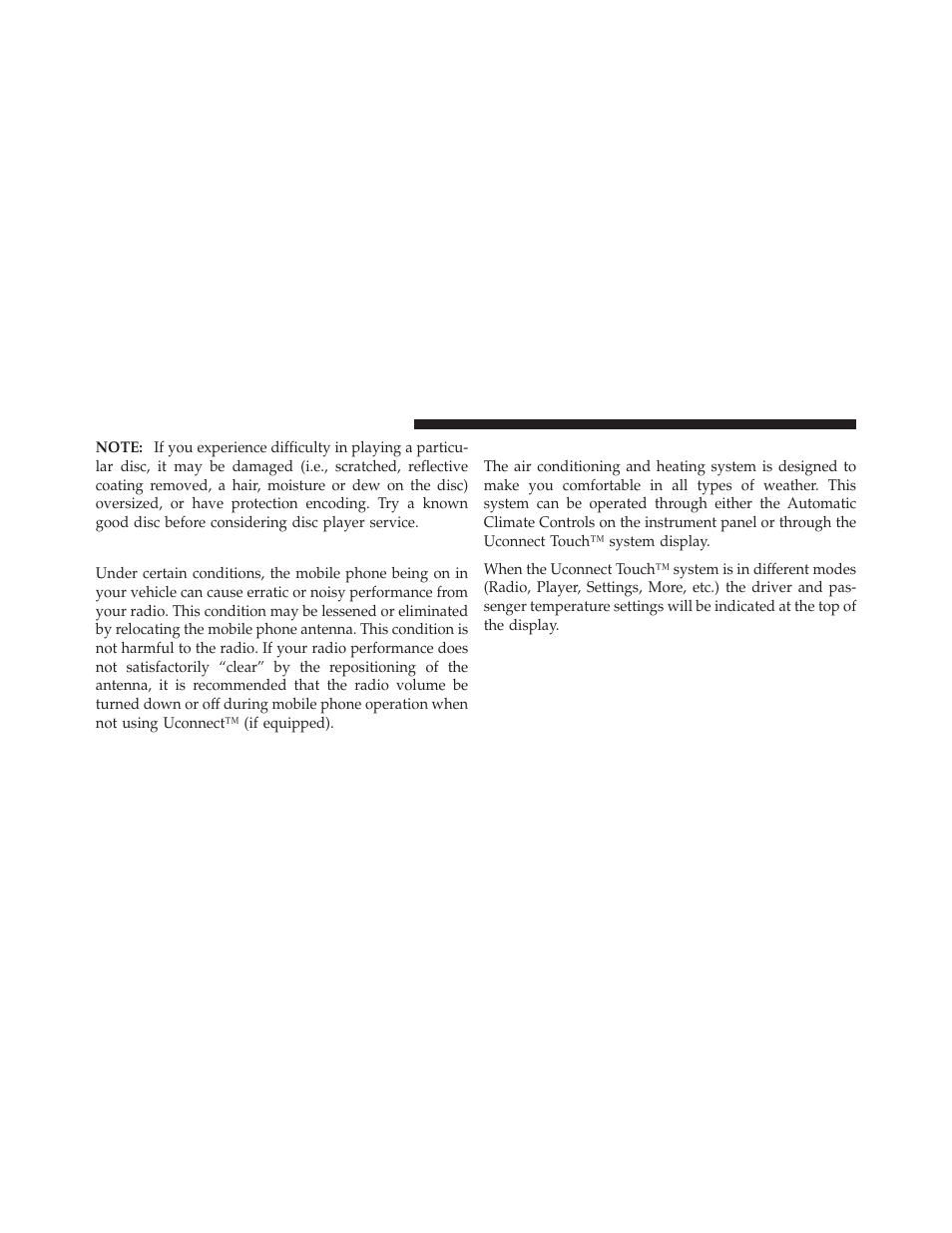 Radio operation and mobile phones, Climate controls | Chrysler 2012 300 SRT - Owner Manual User Manual | Page 334 / 557