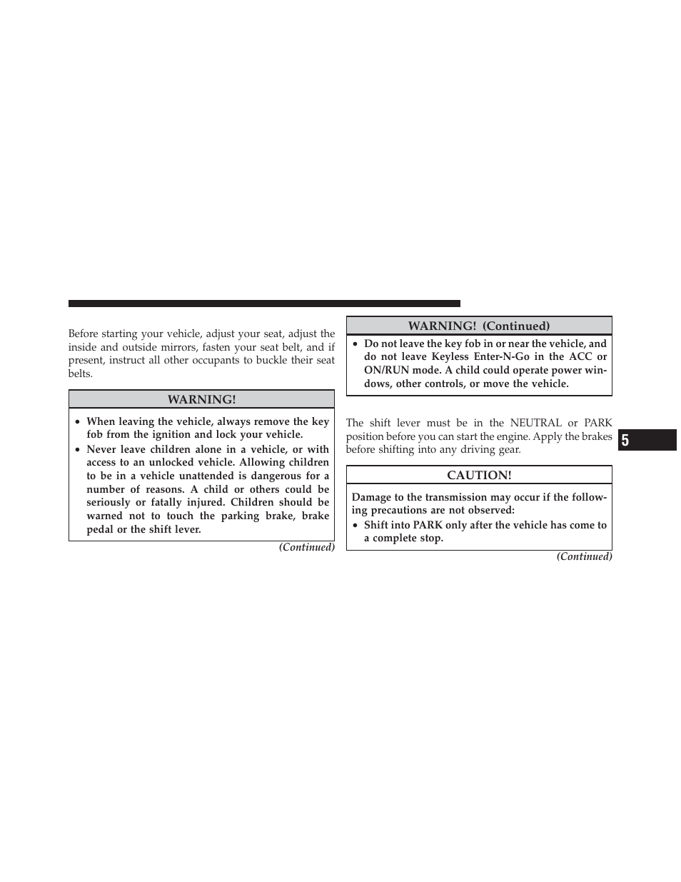 Starting procedures, Automatic transmission | Chrysler 2012 300 SRT - Owner Manual User Manual | Page 351 / 557