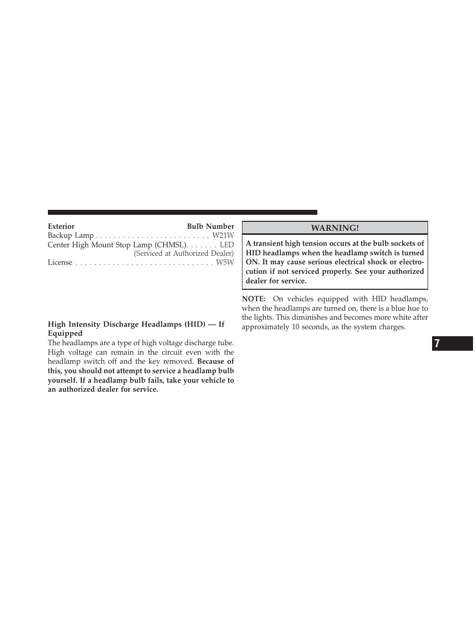 Bulb replacement, Low beam headlamp, high beam | Chrysler 2012 300 SRT - Owner Manual User Manual | Page 499 / 557