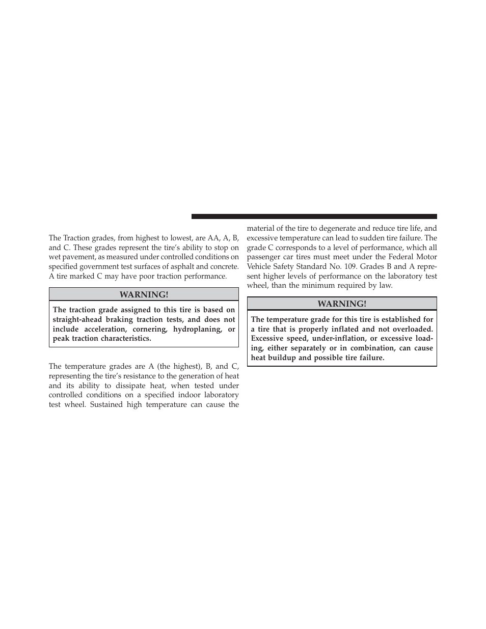 Traction grades, Temperature grades | Chrysler 2012 300 SRT - Owner Manual User Manual | Page 534 / 557