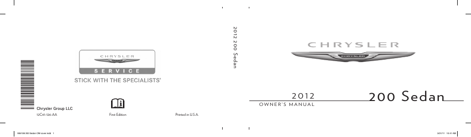 Chrysler 2012 200 - Owner Manual User Manual | 508 pages