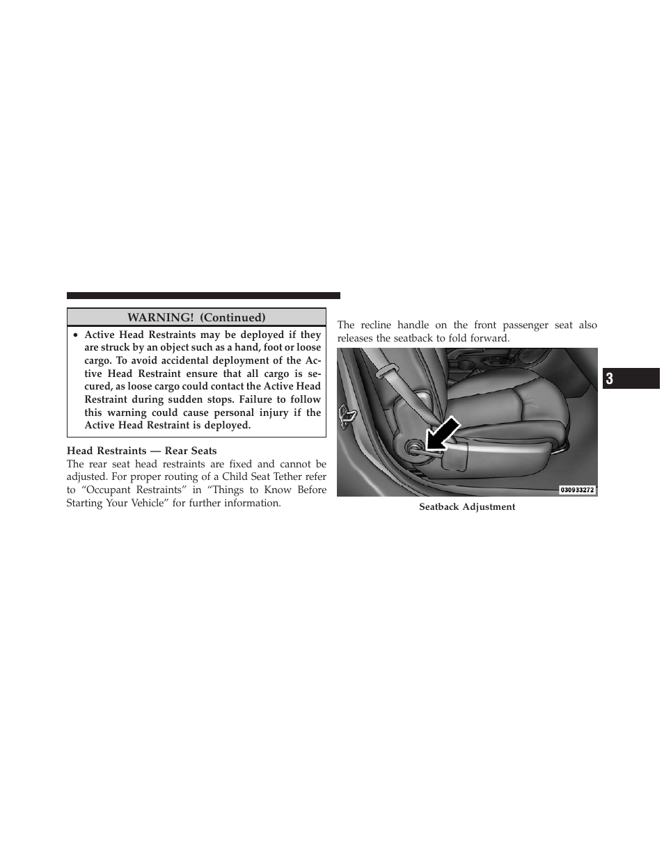 Fold-flat passenger seatback | Chrysler 2012 200 - Owner Manual User Manual | Page 147 / 508
