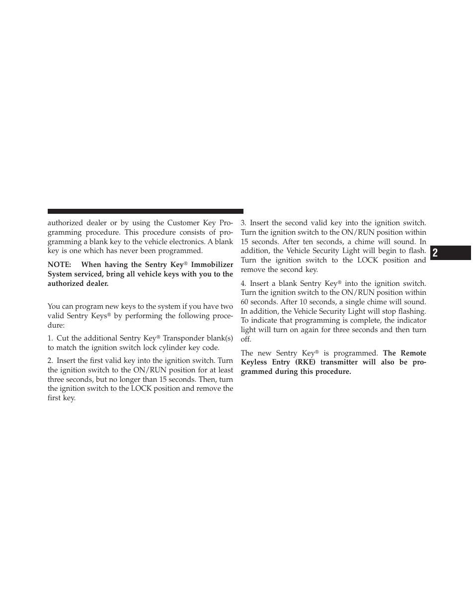 Customer key programming | Chrysler 2012 200 - Owner Manual User Manual | Page 19 / 508