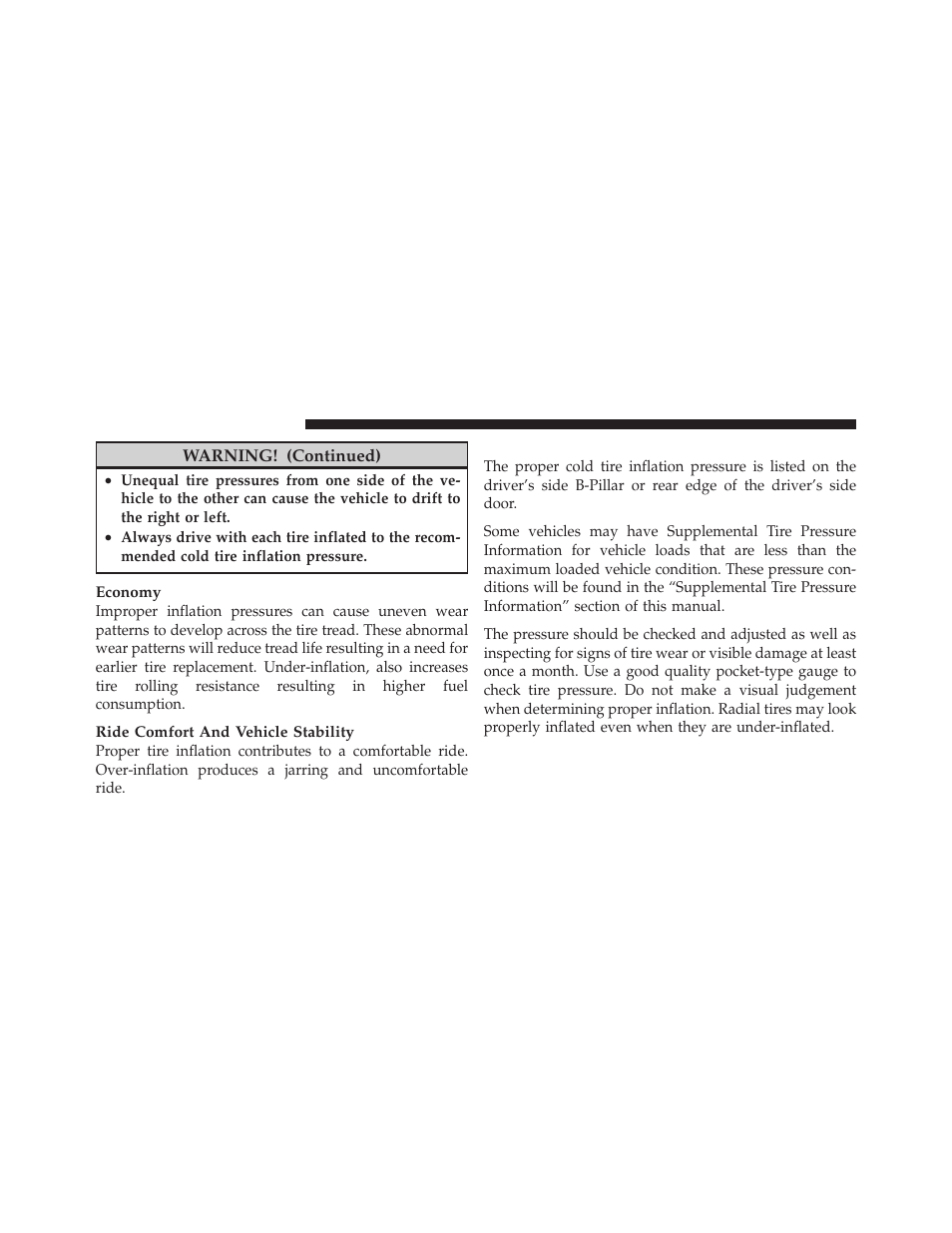 Tire inflation pressures | Chrysler 2012 200 - Owner Manual User Manual | Page 344 / 508