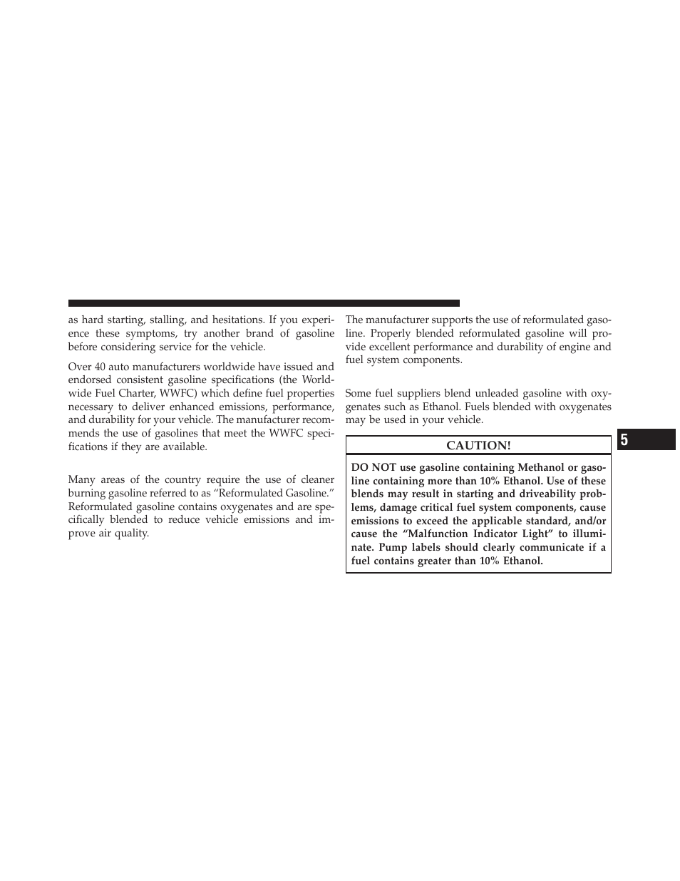 Reformulated gasoline, Gasoline/oxygenate blends | Chrysler 2012 200 - Owner Manual User Manual | Page 363 / 508