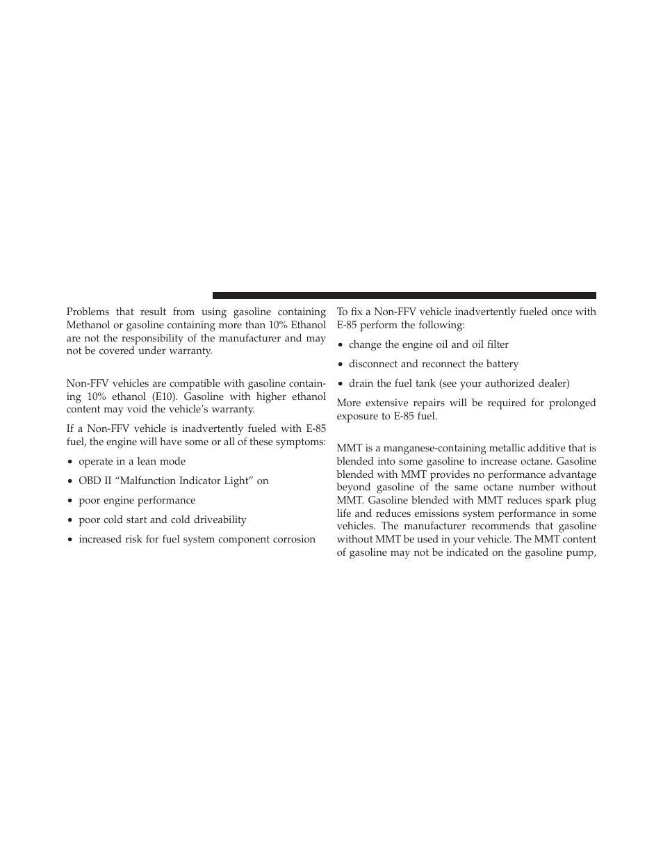 E-85 usage in non-flex fuel vehicles, Mmt in gasoline | Chrysler 2012 200 - Owner Manual User Manual | Page 364 / 508