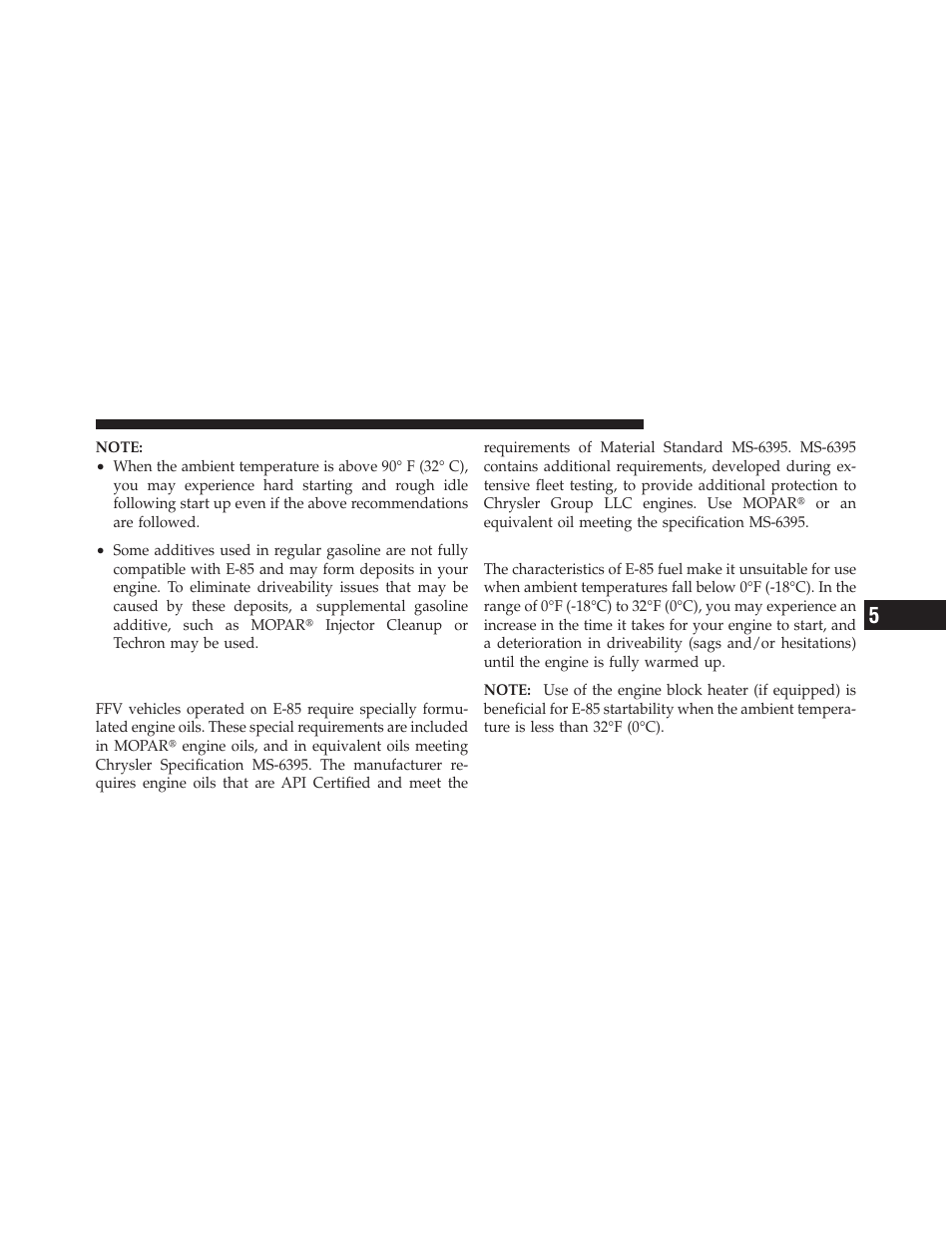 Starting, Selection of engine oil for flexible fuel, Vehicles (e-85) and gasoline vehicles | Chrysler 2012 200 - Owner Manual User Manual | Page 369 / 508