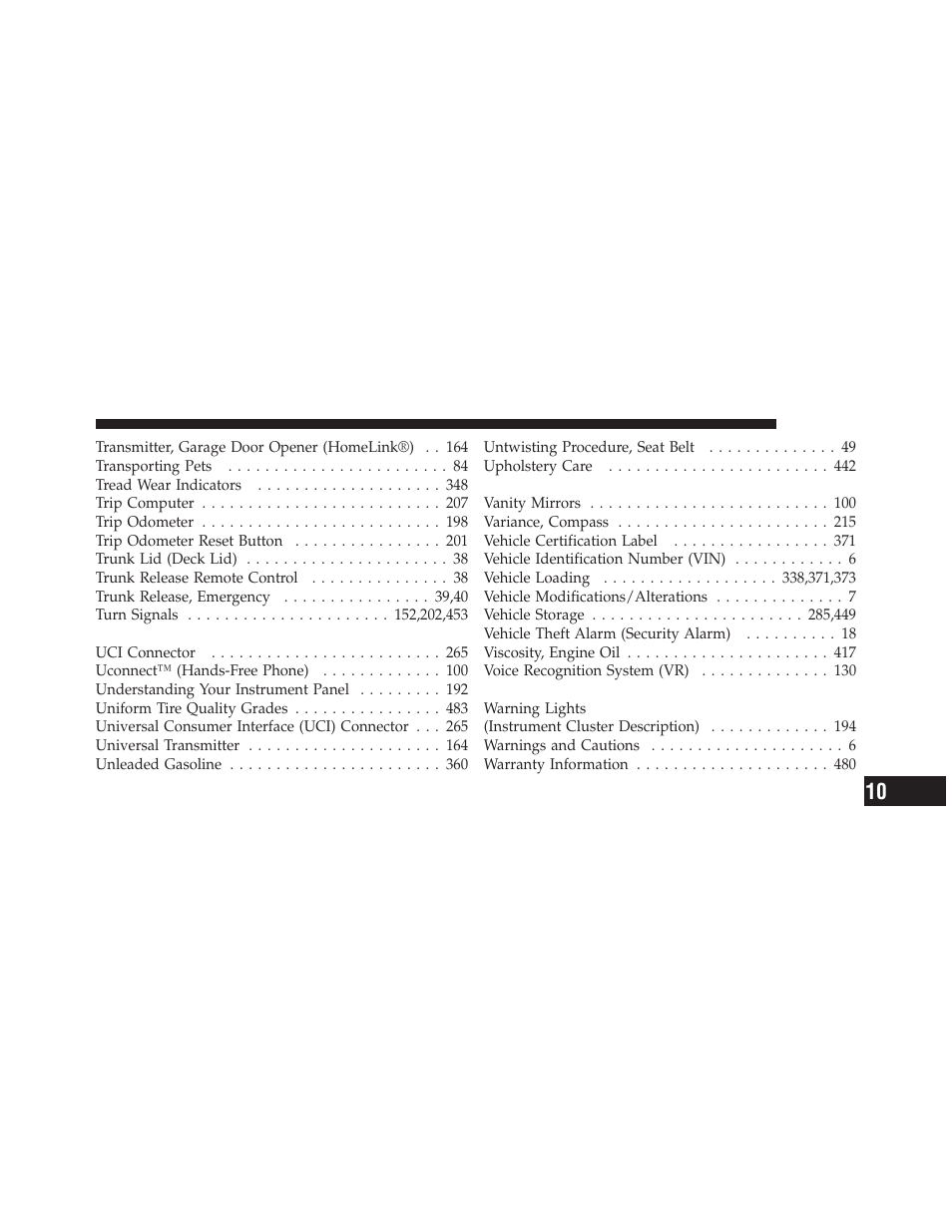 Chrysler 2012 200 - Owner Manual User Manual | Page 505 / 508