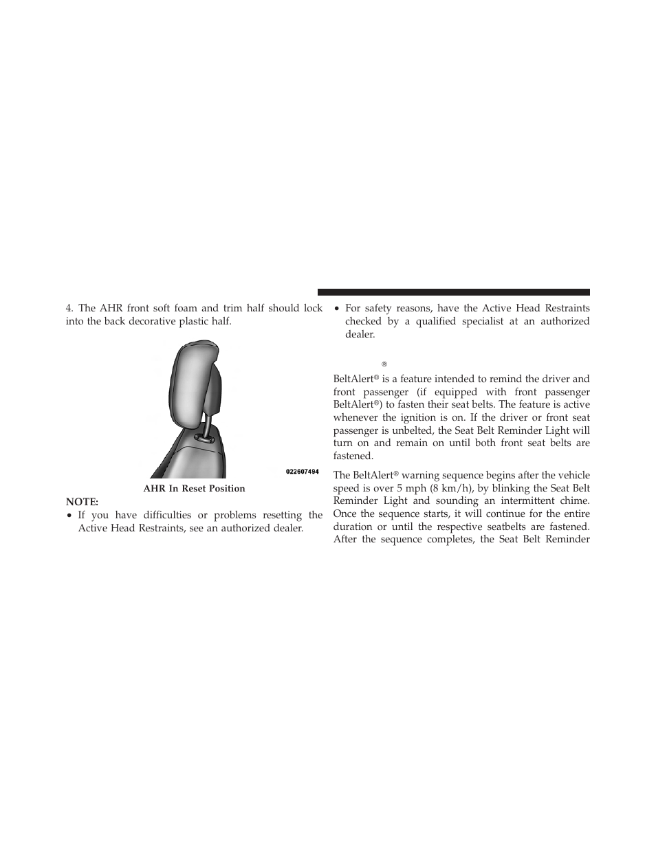 Enhanced seat belt use reminder system, Beltalert | Chrysler 2012 200 - Owner Manual User Manual | Page 58 / 508