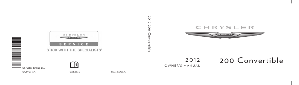 Chrysler 2012 200 Convertible - Owner Manual User Manual | 517 pages