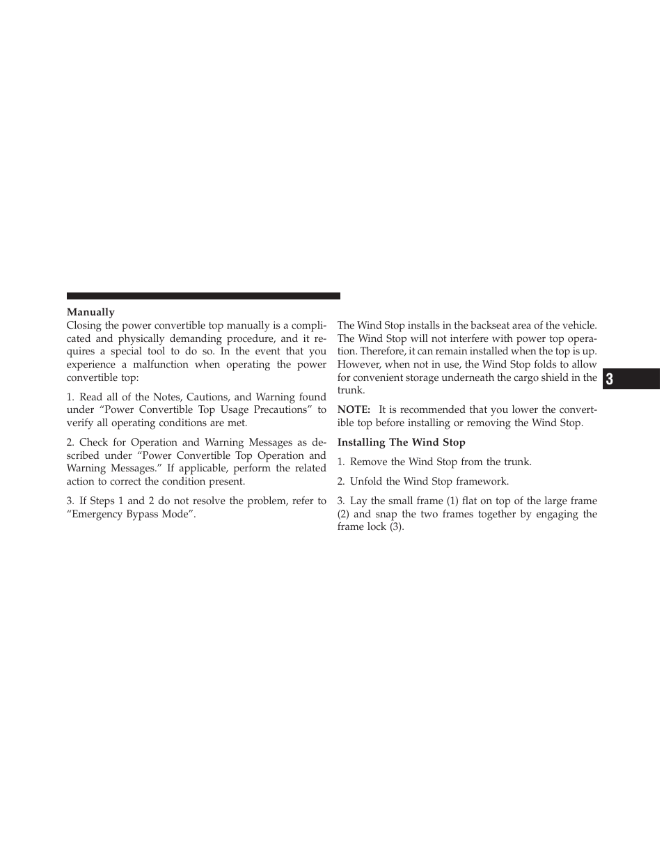 Wind stop — if equipped | Chrysler 2012 200 Convertible - Owner Manual User Manual | Page 103 / 517